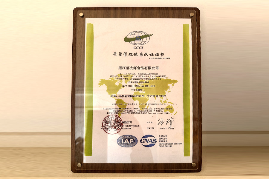 ISO 9001国际质量管理体系认证证书